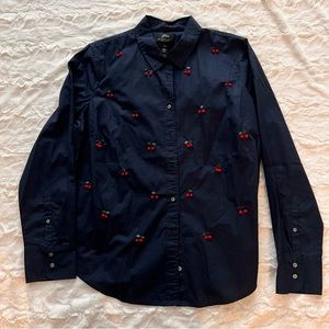 J Crew Navy embroidered button down